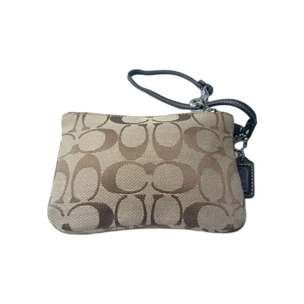 Coach Wristlet & Card Wallet Set Signature Khaki Mahogany Vintage Y2K